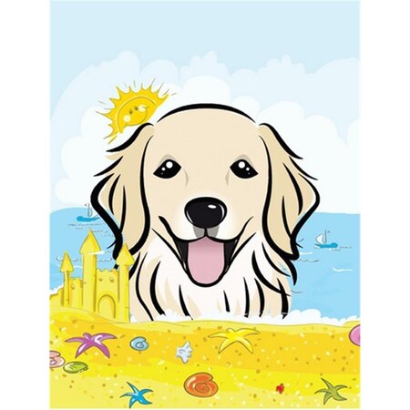 Carolines Treasures Golden Retriever Summer Beach Canvas House Flag BB2073CHF